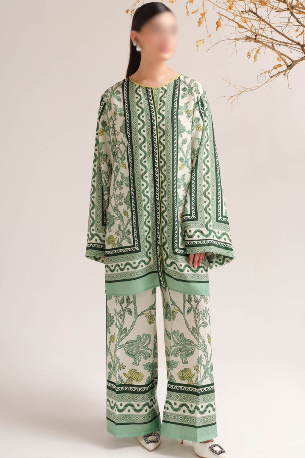 Green Floral Cordset