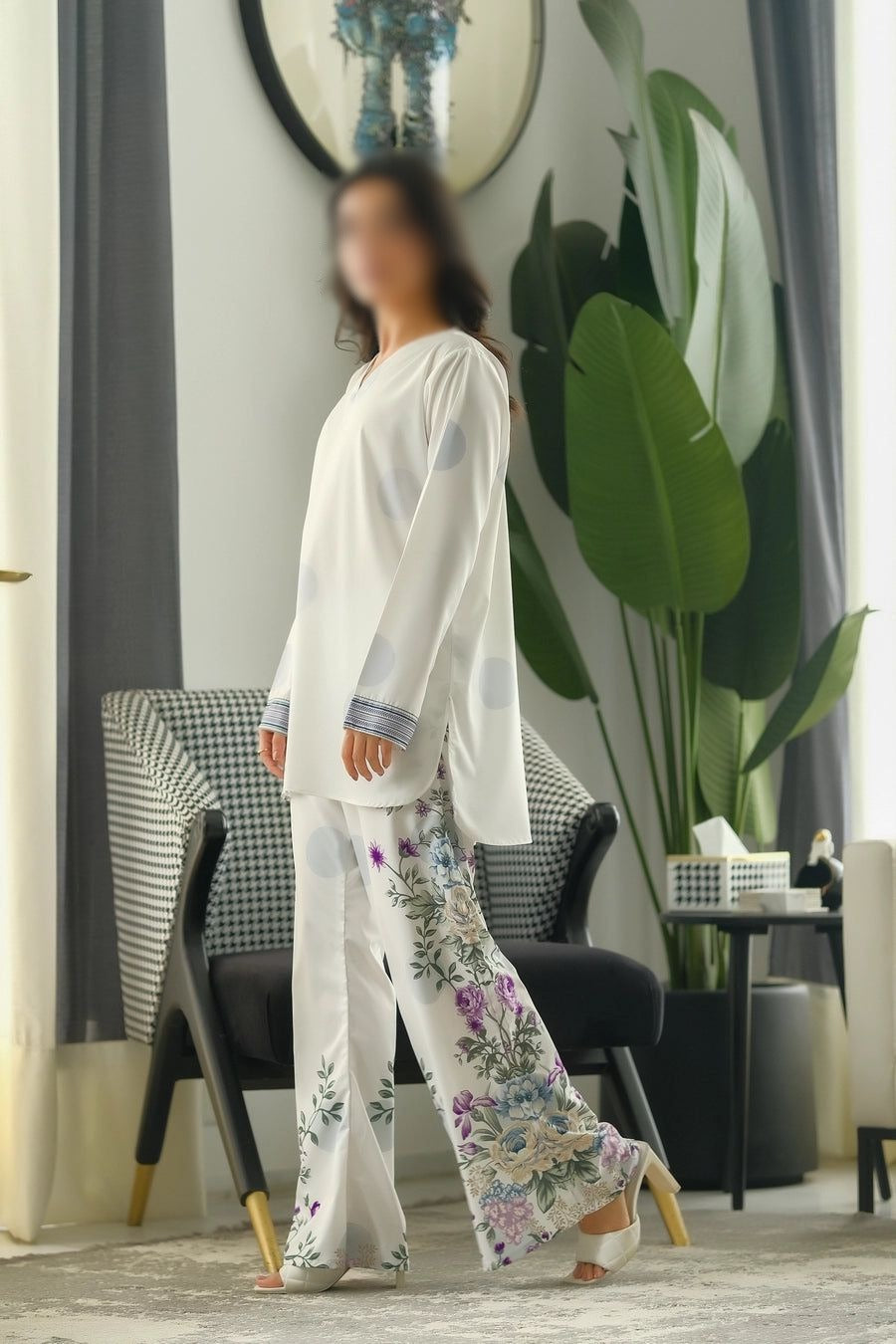 White Floral Cordset