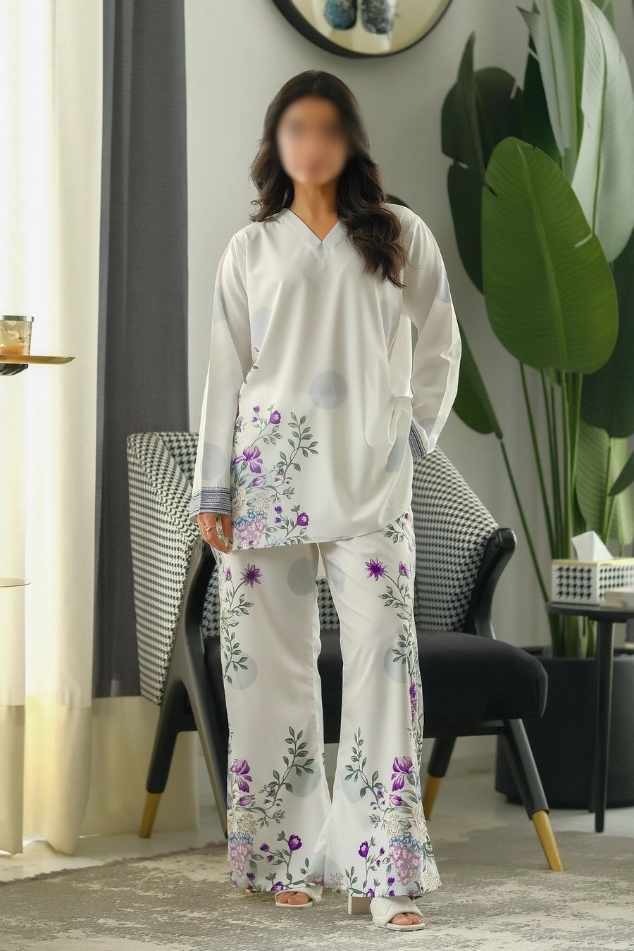 White Floral Cordset
