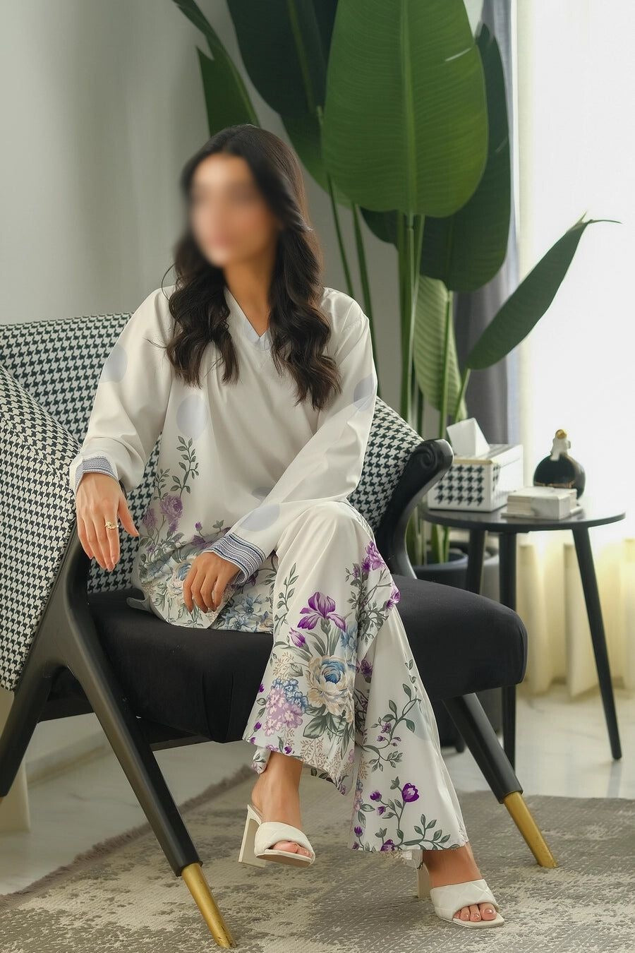 White Floral Cordset